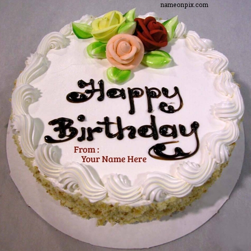 Write Name On Flower Birthday Wishes Cake